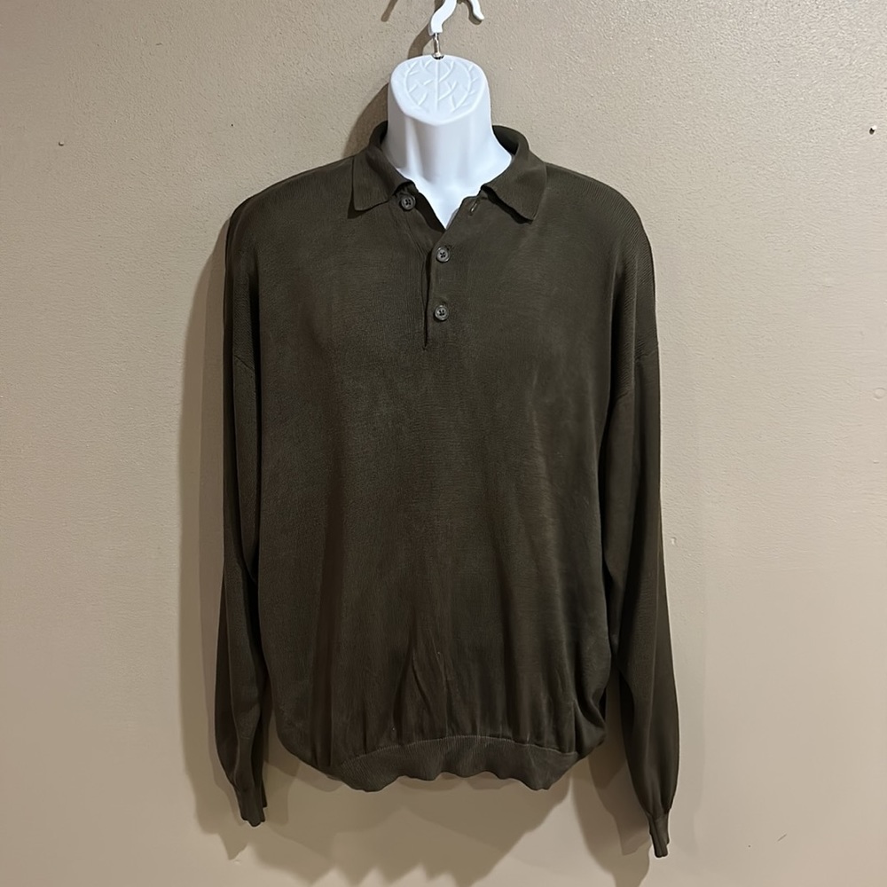 BARRY BRICKEN 100% silk men’s cardigan, size Extra Large.